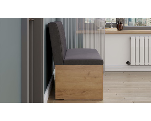 Скамья прямая «Мальта», дуб крафт золотой, микровелюр Linea Grande 66/Connect 66 (серо-коричневый)