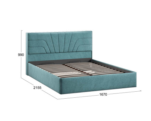 Кровать с ПМ «Пандора» 160 Тип 1 (с подъемным механизмом), Микровелюр Wellmart Indigo