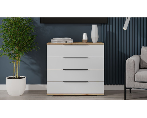 Комод «Джоли», Дуб Крафт золотой, Белый матовый