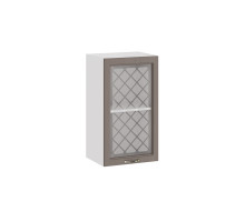 Шкаф навесной 400 c одной дверью со стеклом «Бьянка», Белый, Дуб серый
