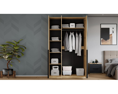 Шкаф комбинированный «Джоли» 1350, Дуб Крафт золотой, Графит матовый