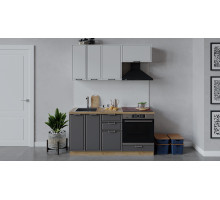 Кухонный гарнитур «Белладжио» длиной 160 см со шкафом НБ,дуб крафт золотой, фон белый, софт графит