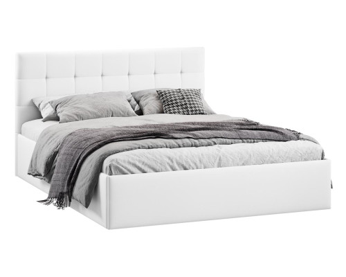 Кровать без ПМ «Джоли» 140 Тип 1 (без подъемного механизма), экокожа Polo white Кровать без ПМ «Джоли» 140 Тип 1 (без подъемного механизма), экокожа Polo white
