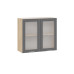 Шкаф навесной 800 c двумя дверями со стеклом «Кимберли», Дуб Крафт золотой, Титан