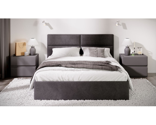 Кровать с ПМ «Глосс» 160 тип 1 (с подъемным механизмом) с заглушиной, велюр графит