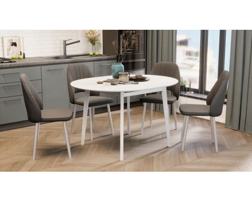 Стол обеденный раздвижной «Форли» тип 1, белый матовый