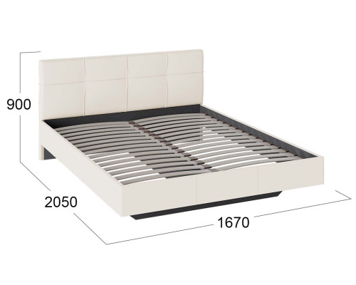 Кровать без ПМ «Элис» тип 1, 1600 (без подъемного механизма), светлая экокожа