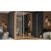 Шкаф-купе 2092 с 3 зеркальными дверями «Оскар», ручка белая, дуб крафт золотой