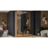 Шкаф-купе 1765 с 3 зеркальными дверями «Оскар», ручка черная, дуб крафт золотой