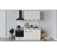 Кухонный гарнитур «Лорас» длиной 180 см со шкафом НБ, Белый, Холст брюле