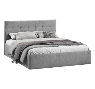 Кровать без ПМ «Джоли» 140 Тип 1 (без подъемного механизма), микровелюр Wellmart Silver