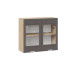 Шкаф навесной 800 c двумя дверями со стеклом «Долорес», Дуб Крафт золотой, Муссон