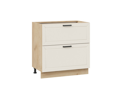 Шкаф напольный с двумя ящиками «Лорас», дуб крафт золотой, холст брюле