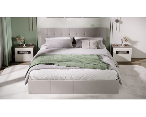 Кровать с ПМ «Эмма», 180 (с подъемным механизмом) с заглушиной, Велюр Confetti Smoke