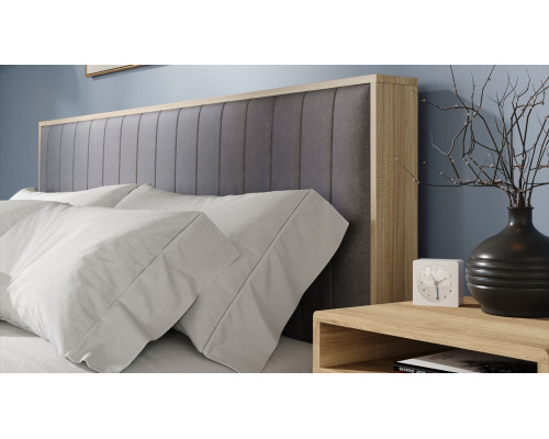 Кровать без ПМ «Сэнди» Тип 2, 160 (без подъемного механизма), Вяз благородный, Велюр Графит