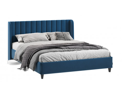 Кровать с ПМ «Шанель» 160 (с подъемным механизмом), Микровелюр Wellmart Blue