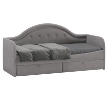 Кровать «Адель» с мягкой спинкой тип 1,велюр светло-серый