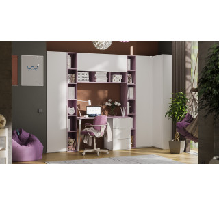 Набор детской мебели «Порто» №10,Белый жемчуг, Виола, Белый софт 