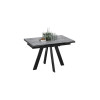Стол обеденный «Джаггер» Тип 1, черный муар, керамика матовая серый мрамор