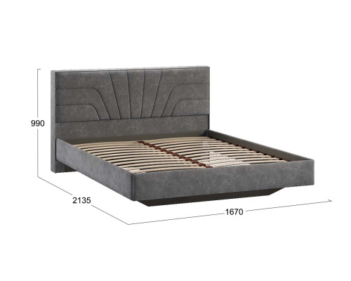Кровать без ПМ «Пандора» 160 Тип 1 (без подъемного механизма), Велюр Brut Grey 16