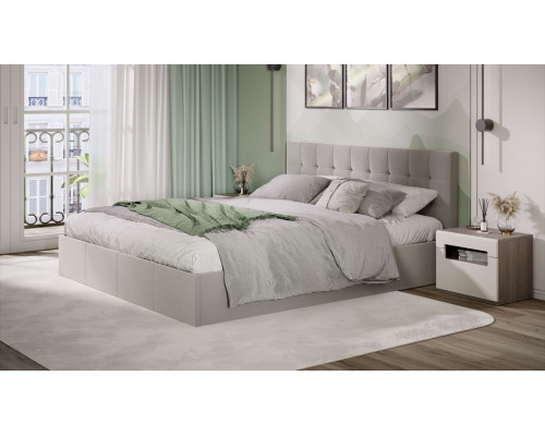 Кровать с ПМ «Эмма», 180 (с подъемным механизмом) с заглушиной, Велюр Confetti Smoke