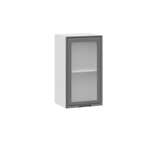 Шкаф навесной 400 c одной дверью со стеклом «Белладжио», Белый, Софт графит