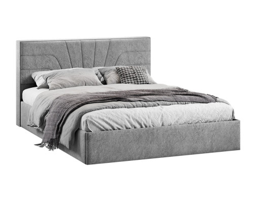 Кровать с ПМ «Пандора» 160 Тип 1 (с подъемным механизмом), Микровелюр Wellmart Silver