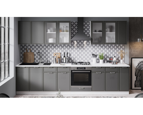 Кухонный гарнитур «Белладжио» №2, белый, софт графит