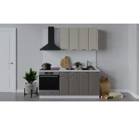 Кухонный гарнитур «Белладжио» длиной 180 см со шкафом НБ, белый, софт панакота, софт капучино