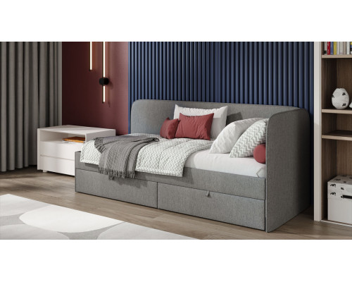 Кровать с мягкой обивкой (900) «Молли» Тип 1, Микровелюр Scandi Graphite 22