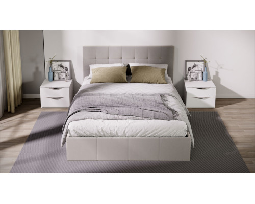 Кровать с ПМ «Эмма», 140 (с подъемным механизмом) с заглушиной, Велюр Confetti Smoke