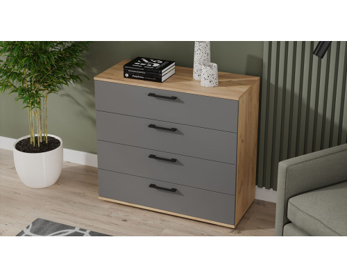 Комод «Нео», дуб крафт золотой, серый графит