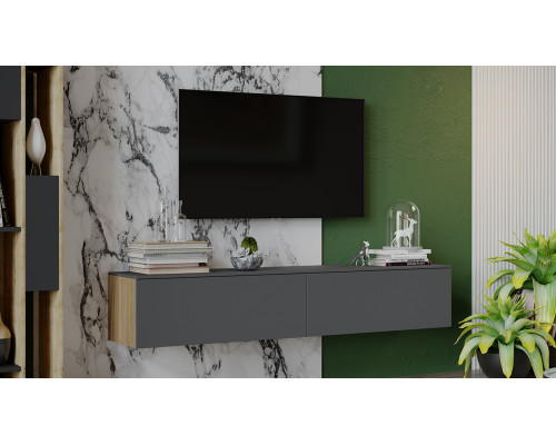 Тумба для теле- и радиоаппаратуры «Порто», Яблоня Беллуно, Графит софт