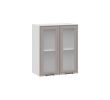 Шкаф навесной 600 c двумя дверями со стеклом «Белладжио», Белый, Софт капучино