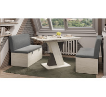 Скамья прямая «Мальта», дуб крафт белый, микровелюр Linea Grande 83/Connect 83 (серый)