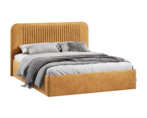 Кровать с ПМ «Тиффани» 1600 тип 1 с заглушиной, микровелюр Wellmart Yellow