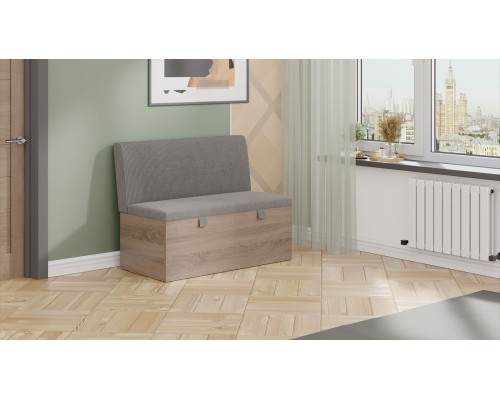 Скамья прямая «Мальта», дуб сонома трюфель, микровелюр Linea Grande 25/Connect 25 (мокко)