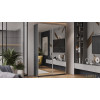 Шкаф-купе 140 с 2 зеркальными дверями «Оскар», ручка серебро, серый графит