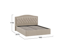 Кровать без ПМ «Адель»,1600 тип 1 (без подъемного механизма), велюр мокко светлый
