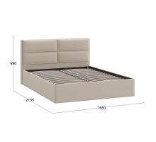 Кровать без ПМ «Глосс» Тип 1 (без подъемного механизма),Велюр Confetti Cream