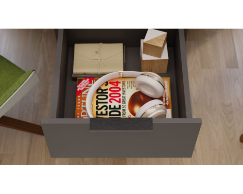 Комплект столов письменных с 1 тумбой универсальной «Порто», Яблоня Беллуно, Графит софт