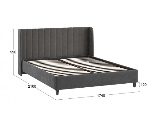 Кровать с ПМ «Шанель» 160 (с подъемным механизмом), Микрошенилл Relax Graphite