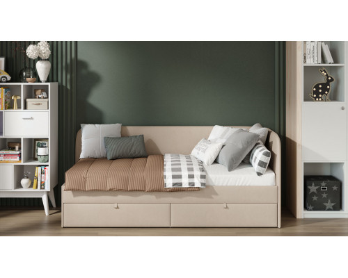 Кровать с мягкой обивкой (900) «Молли» Тип 1,Микровелюр Scandi Cream 03