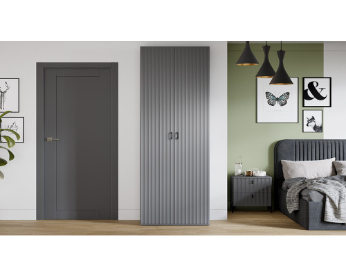 Шкаф 2-х дверн. для одежды «Тиффани», серый графит, графит матовый