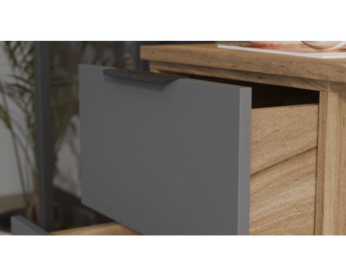 Стол письменный с тумбой универсальной «Порто», Яблоня Беллуно, Графит софт