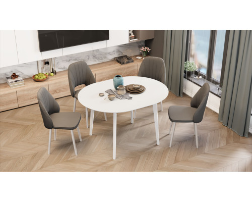 Стол обеденный раздвижной «Форли» тип 1, белый матовый