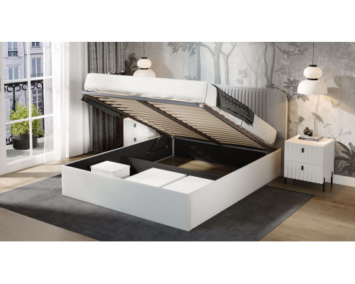 Кровать с ПМ «Тиффани» 160 тип 1 (с подъемным механизмом), велюр Confetti Silver