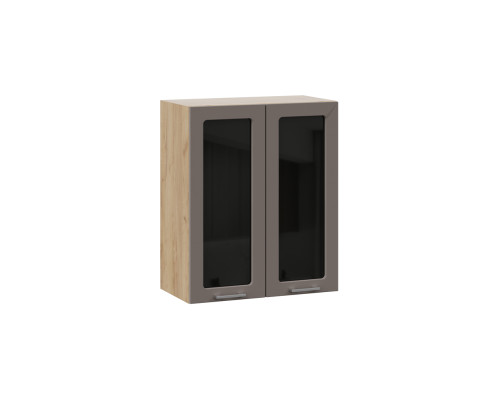 Шкаф 600 навесной c двумя дверями со стеклом «Габриэлла», Дуб Крафт золотой, Муссон