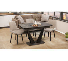 Стол раздвижной «Трэвис» тип 1, черный муар, керамика матовая черный мрамор