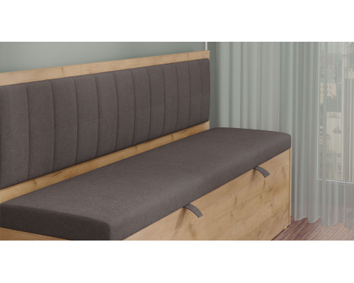 Скамья прямая «Берген», Дуб Крафт золотой, Велюр Коричневый